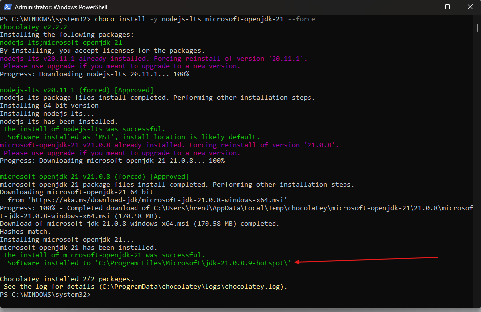 Log de instalação do OpenJDK para ambiente React Native Expo