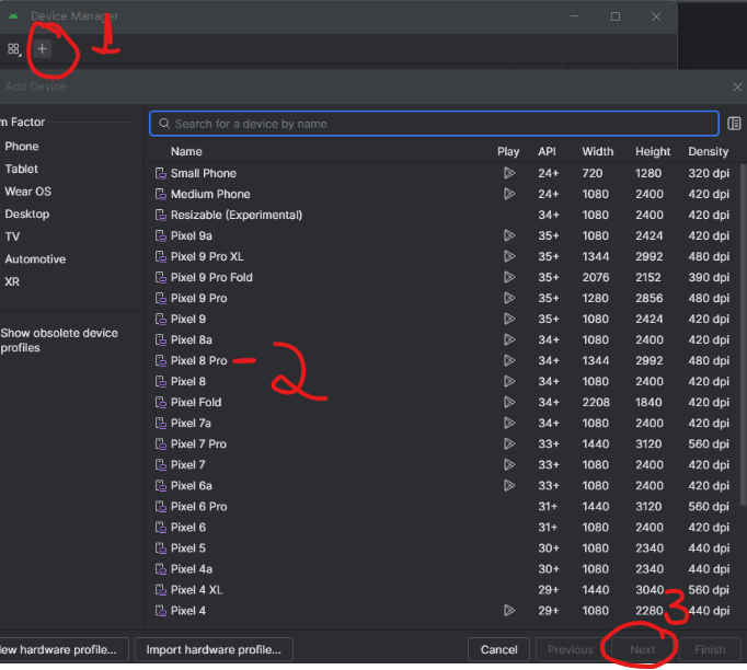 Criando device para ambiente React Native Expo