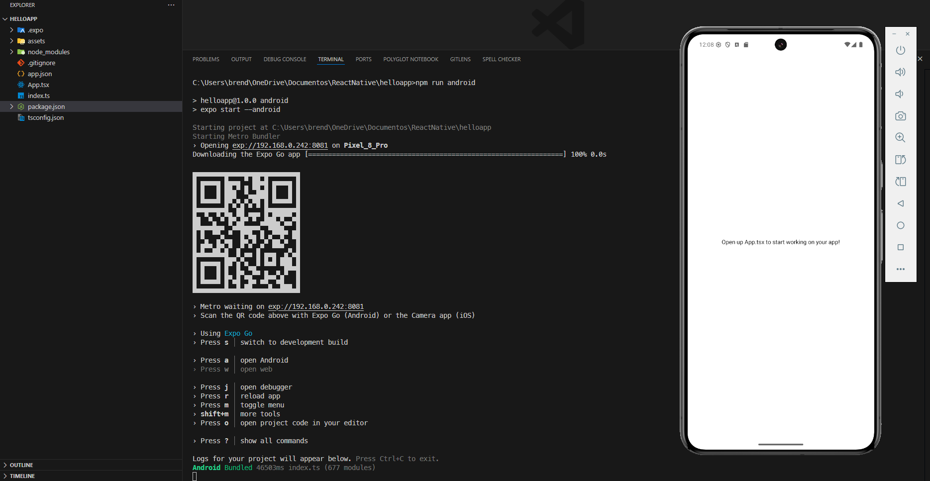 App rodando no ambiente React Native Expo